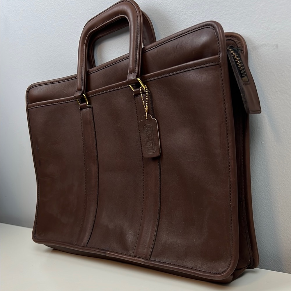 Vintage Coach USA Mahogany Leather Top Handle Office Work Briefcase Bag - Picture 4 of 16